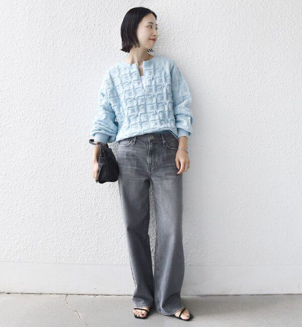 SHIPS for women「【WEB限定】〈洗濯機可能〉2WAY フラワー ジャカード ハーフ ジップ プルオーバー」|ニット・セーター|