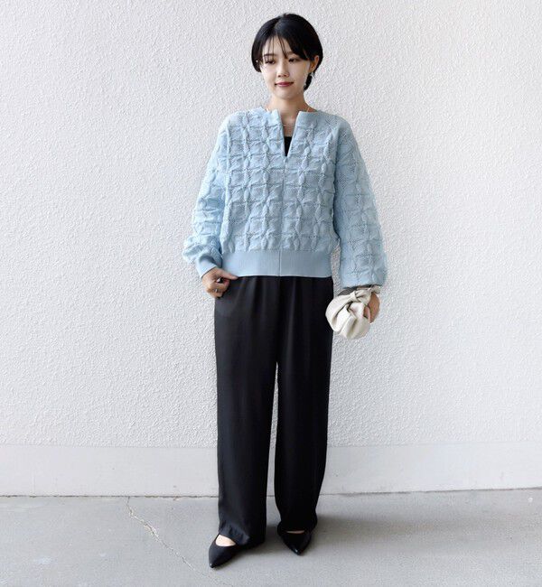 SHIPS for women「【WEB限定】〈洗濯機可能〉2WAY フラワー ジャカード ハーフ ジップ プルオーバー」|ニット・セーター|