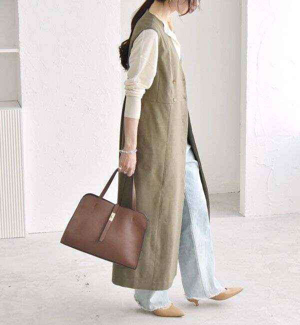 quaranciel「quaranciel: Vカラー ロング ジレ ワンピース」|ワンピース|