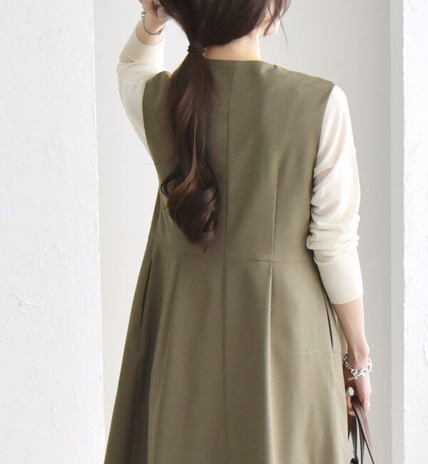 quaranciel「quaranciel: Vカラー ロング ジレ ワンピース」|ワンピース|