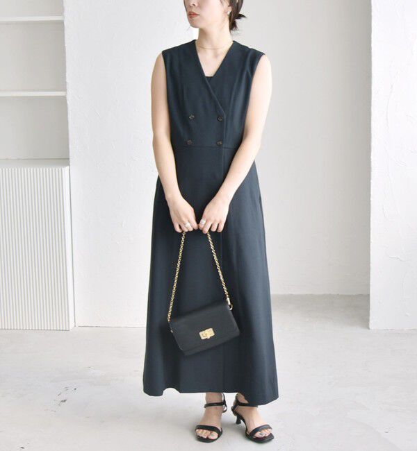 quaranciel「quaranciel: Vカラー ロング ジレ ワンピース」|ワンピース|