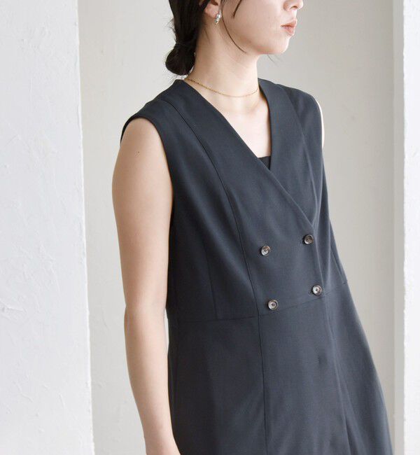 quaranciel「quaranciel: Vカラー ロング ジレ ワンピース」|ワンピース|