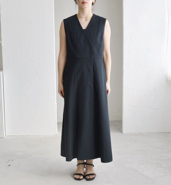 quaranciel「quaranciel: Vカラー ロング ジレ ワンピース」|ワンピース|