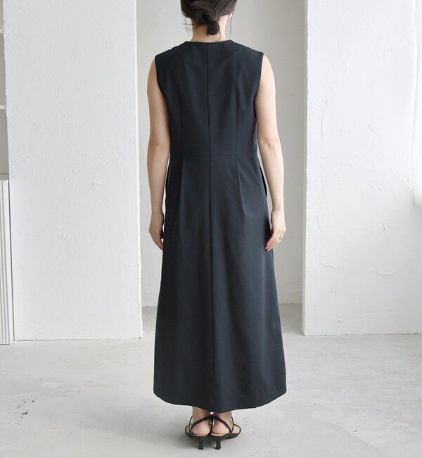 quaranciel「quaranciel: Vカラー ロング ジレ ワンピース」|ワンピース|