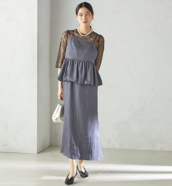 SHIPS for women「kaene:バルーン ペプラム ドレス（セレモニー対応可）」|ドレス|ネイビー