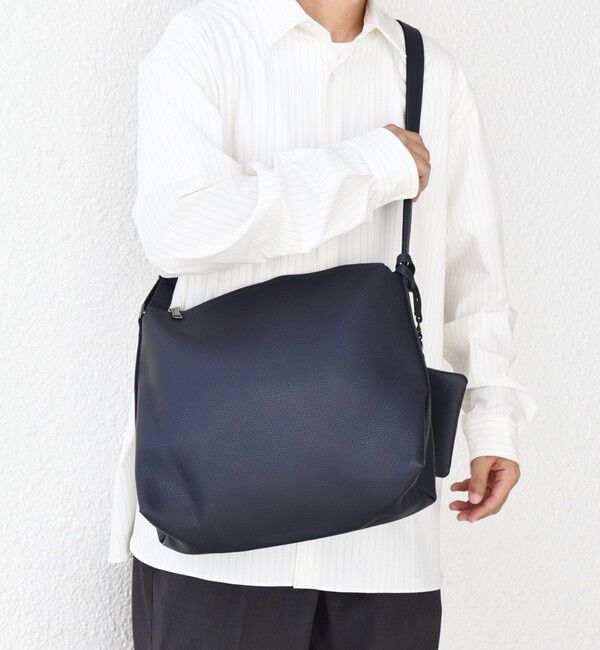 SHIPS any「SHIPS any: スプリット レザー ジップ ショルダーバッグ (カードケース付き) 26SS◆」|ショルダー・メッセンジャー|ネイビー