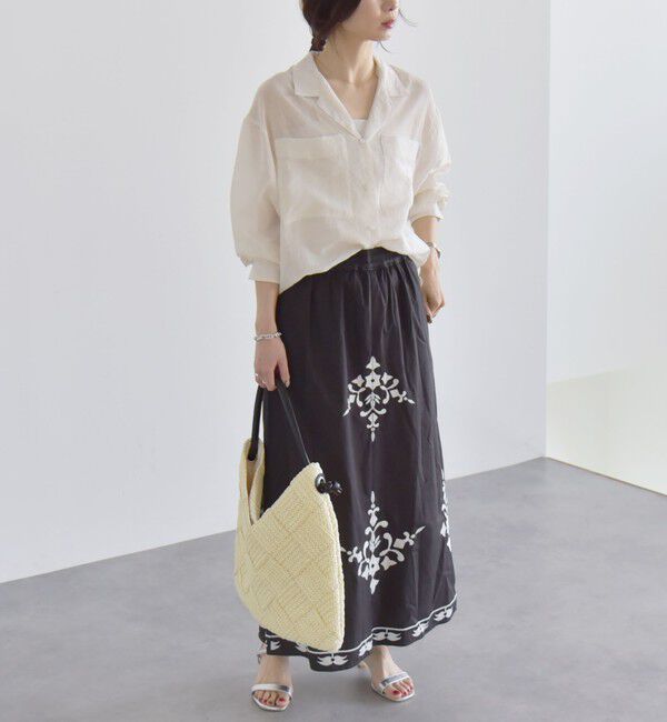quaranciel「quaranciel:〈洗濯機可能〉エンブロイダリー フレア ロング スカート」|スカート|