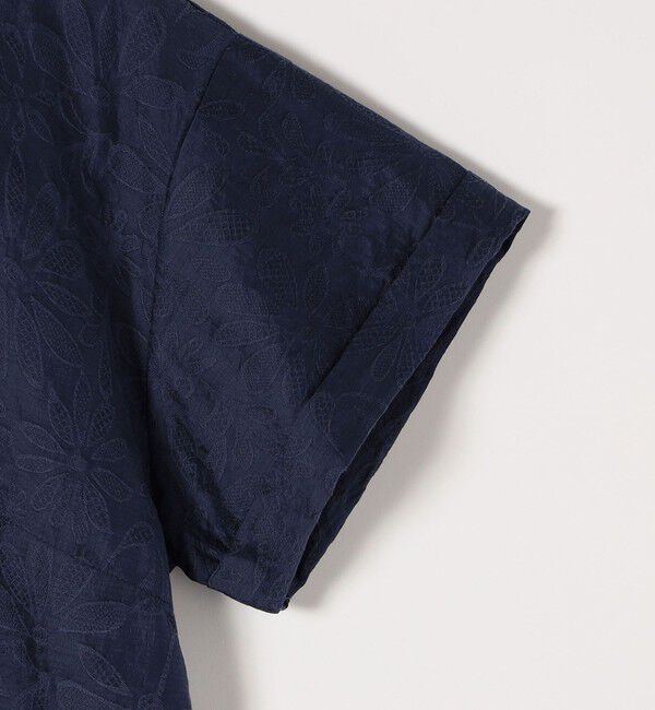 SHIPS any「SHIPS any:〈洗濯機可能〉フラワー ジャカード バイカラー プルオーバー シャツ」|シャツ・ブラウス|