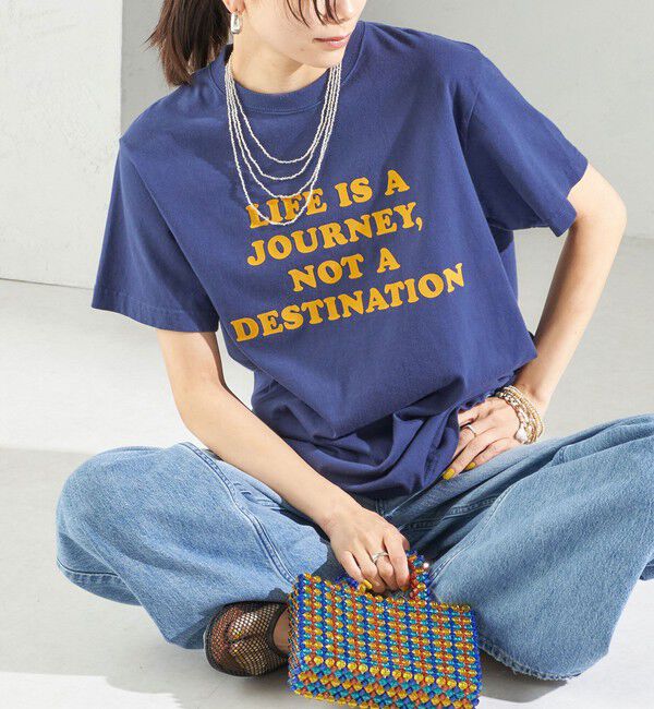 SHIPS for women「【SHIPS別注】Odub:〈手洗い可能〉プリント TEE」|Tシャツ・カットソー|ネイビー