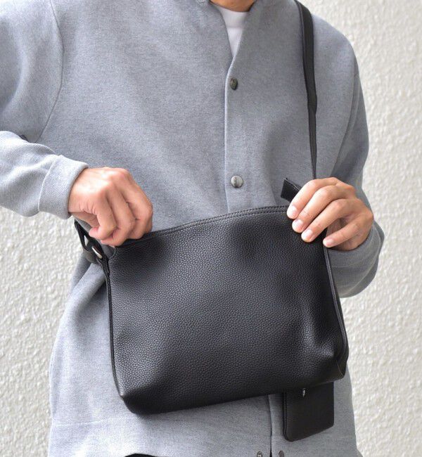 SHIPS any「SHIPS any: スプリット レザー ミディアム ショルダーバッグ (カードケース付き)◆」|ショルダー・メッセンジャー|ブラック