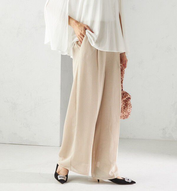 SHIPS for women「troisiemeCHACO:〈洗濯機可能〉メッシュ ワイド パンツ（セレモニー対応可）」|その他|ベージュ