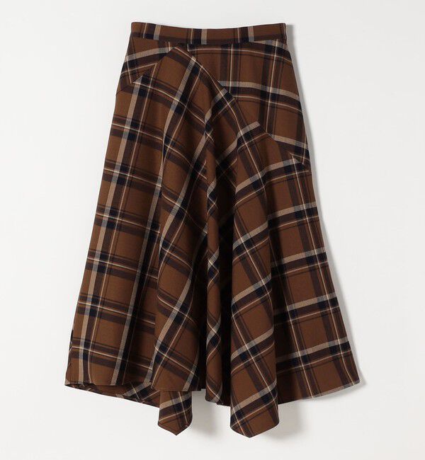 quaranciel「quaranciel:〈洗濯機可能〉アシンメトリー ヘム フレア チェック スカート」|スカート|