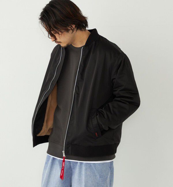 SHIPS Colors 「SHIPS Colors:〈撥水〉ボア ボマー ジャケット」|ブルゾン・スタジャン|ブラック
