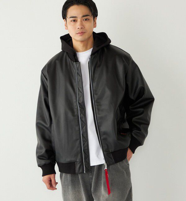 SHIPS Colors 「SHIPS Colors:合成皮革 ボア ボマー ジャケット」|ブルゾン・スタジャン|