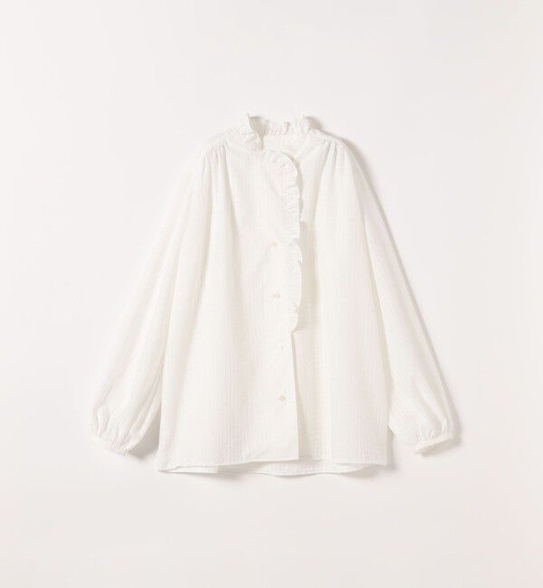 SHIPS any「《一部追加予約》SHIPS any:〈洗濯機可能〉フリルカラー スタンド & オープン シャツ ブラウス」|シャツ・ブラウス|