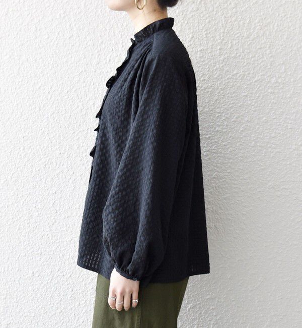 SHIPS any「《一部追加予約》SHIPS any:〈洗濯機可能〉フリルカラー スタンド & オープン シャツ ブラウス」|シャツ・ブラウス|