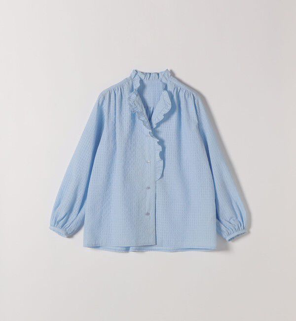 SHIPS any「《一部追加予約》SHIPS any:〈洗濯機可能〉フリルカラー スタンド & オープン シャツ ブラウス」|シャツ・ブラウス|