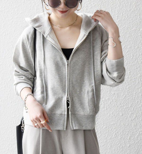 SHIPS any「SHIPS any:〈洗濯機可能〉USAコットン 裏毛 ジップ コンパクト パーカー」|パーカー|ライトグレー系