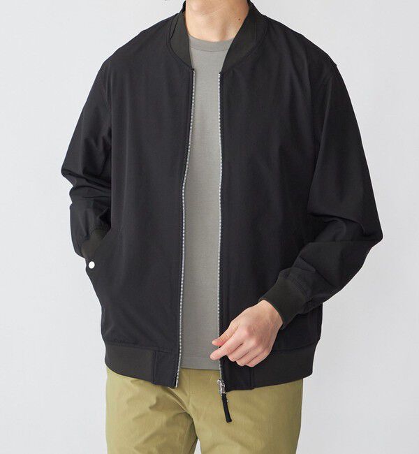SHIPS「SHIPS:〈撥水/UVカット〉MA-1 リブ ブルゾン」|ブルゾン・スタジャン|ブラック