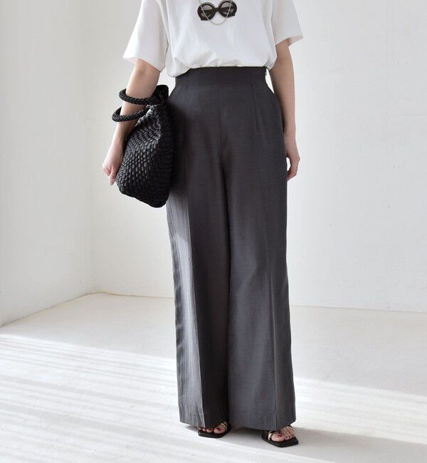 quaranciel「quaranciel:〈洗濯機可能〉リネン ミックス ハイウエスト ワイド パンツ」|その他|