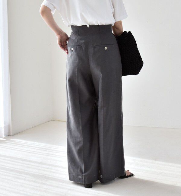 quaranciel「quaranciel:〈洗濯機可能〉リネン ミックス ハイウエスト ワイド パンツ」|その他|