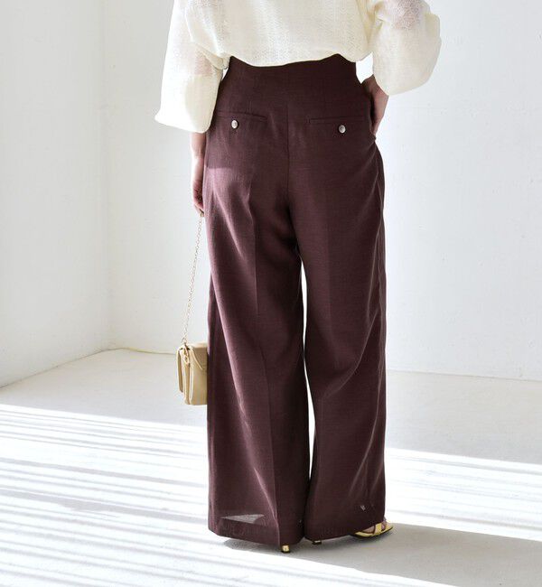 quaranciel「quaranciel:〈洗濯機可能〉リネン ミックス ハイウエスト ワイド パンツ」|その他|
