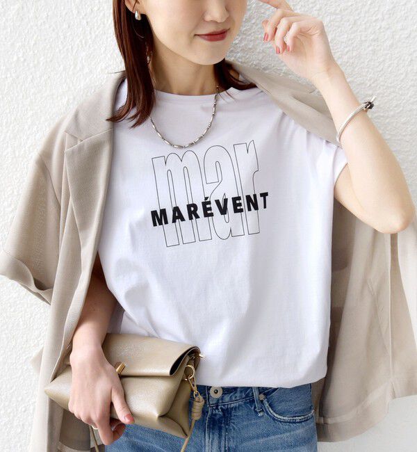 SHIPS for women「《一部追加予約》メルティ コットン プリント ロゴ ショート スリーブ Tシャツ」|Tシャツ・カットソー|ホワイト系
