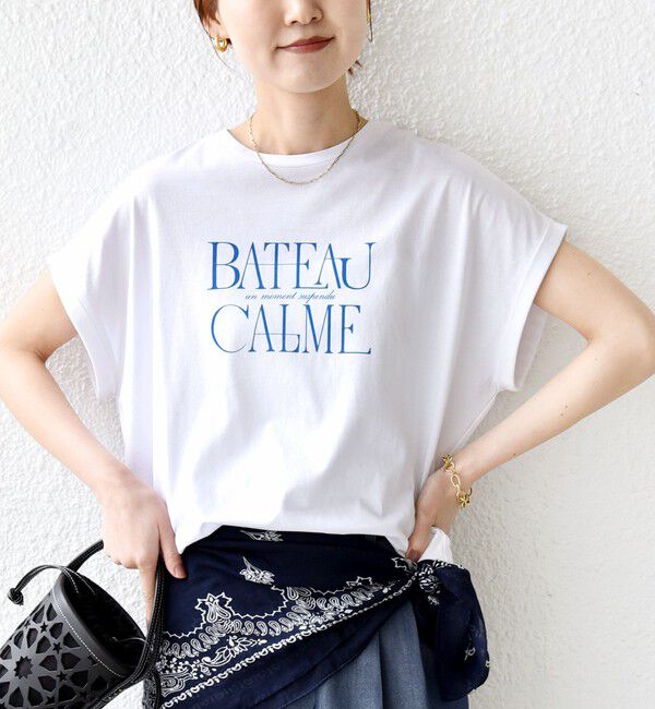 SHIPS for women「《一部追加予約》メルティ コットン プリント ロゴ ショート スリーブ Tシャツ」|Tシャツ・カットソー|