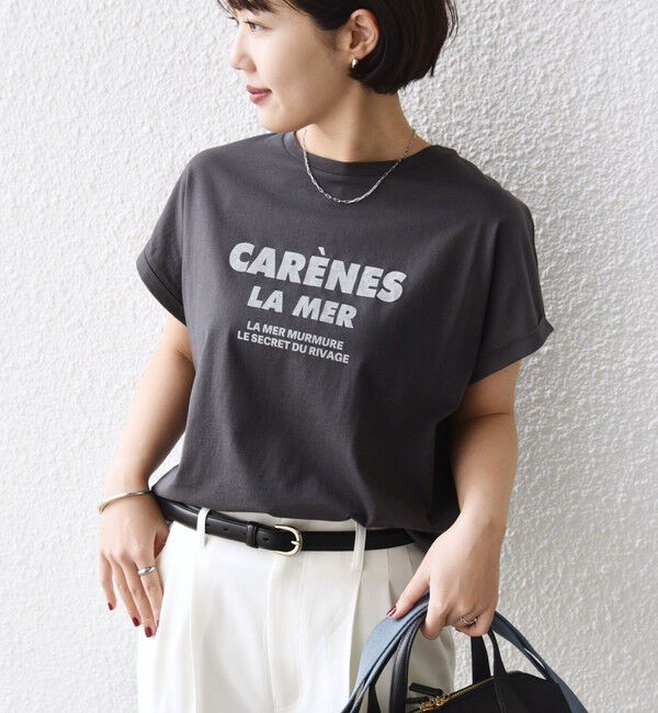 SHIPS for women「《一部追加予約》メルティ コットン プリント ロゴ ショート スリーブ Tシャツ」|Tシャツ・カットソー|