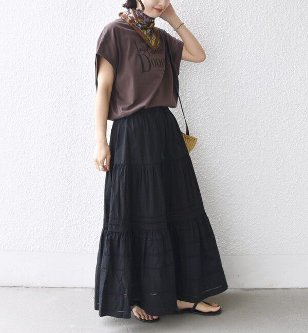 SHIPS for women「《一部追加予約》メルティ コットン プリント ロゴ ショート スリーブ Tシャツ」|Tシャツ・カットソー|