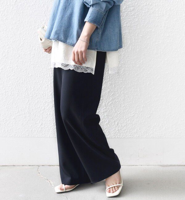 SHIPS for women「〈手洗い可能〉梳毛調ポケット デザイン ストレッチ ドロスト パンツ」|その他|ネイビー