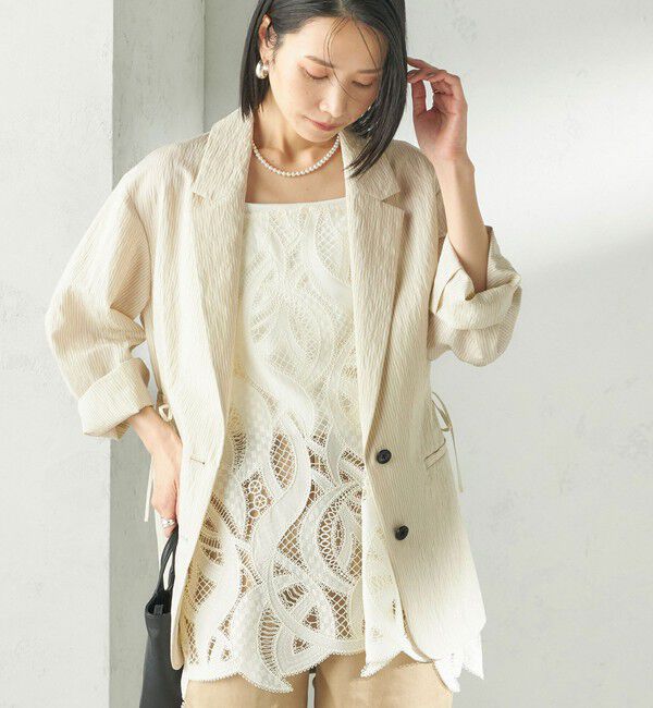 SHIPS for women「〈手洗い可能〉ピン ストライプ シャツライク ジャケット」|テーラードジャケット|ナチュラル