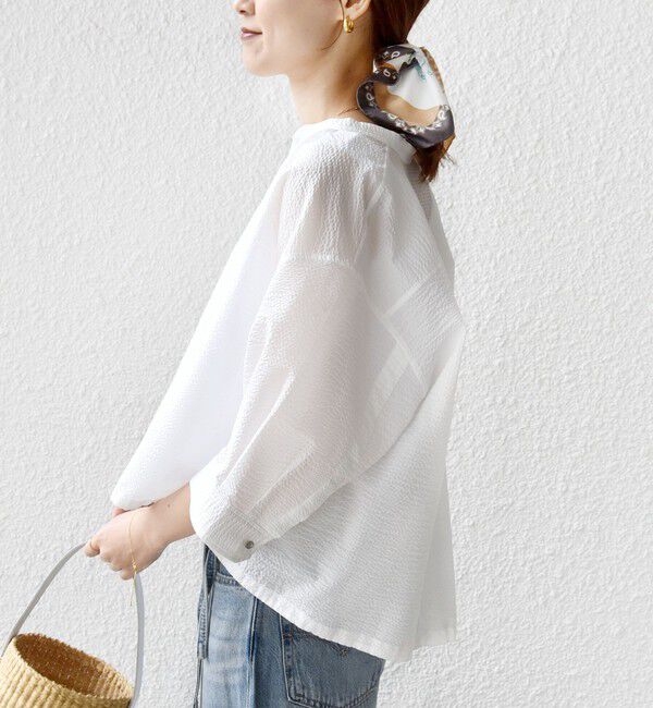 SHIPS for women「〈手洗い可能〉サッカー 裾 ドロスト メタル ボタン シャツ」|シャツ・ブラウス|