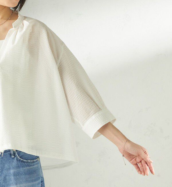 SHIPS for women「〈手洗い可能〉サッカー 裾 ドロスト メタル ボタン シャツ」|シャツ・ブラウス|