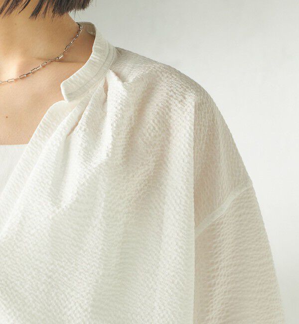 SHIPS for women「〈手洗い可能〉サッカー 裾 ドロスト メタル ボタン シャツ」|シャツ・ブラウス|