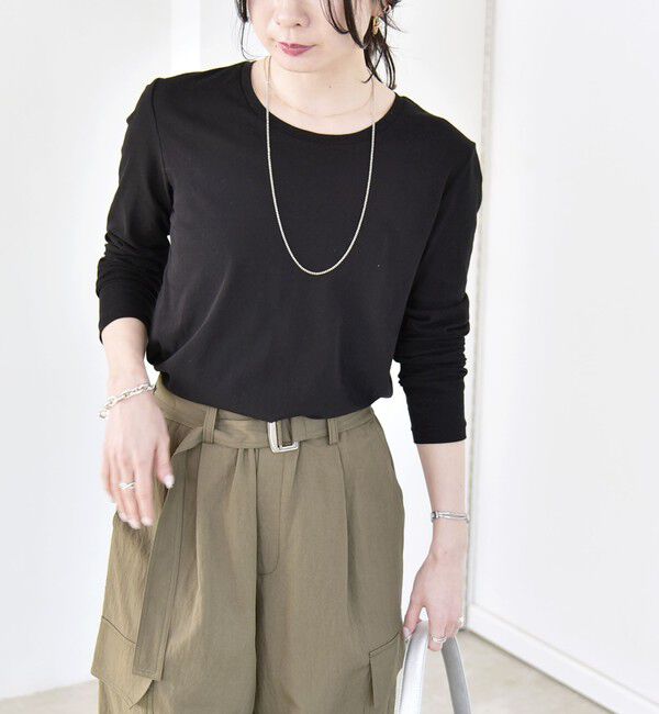 quaranciel「quaranciel:〈接触冷感/手洗い可能〉シアー コットン クルーネック ロンTEE」|Tシャツ・カットソー|