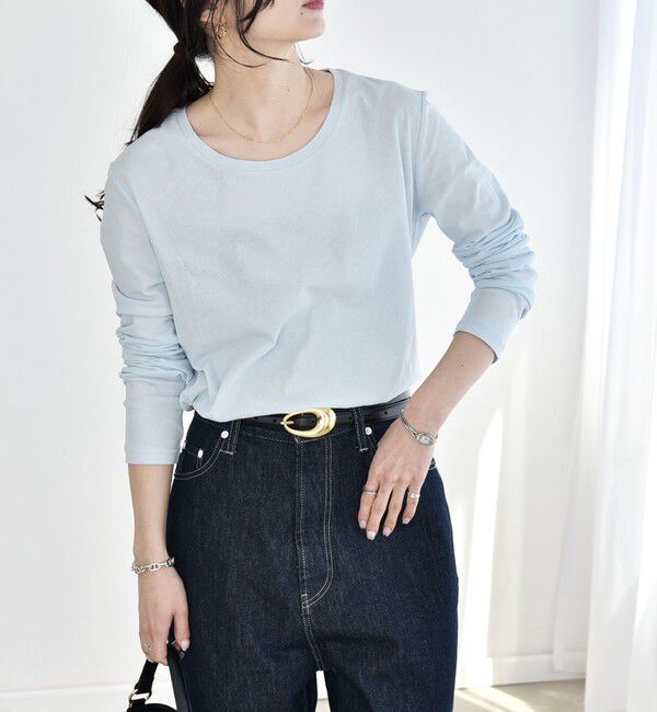 quaranciel「quaranciel:〈接触冷感/手洗い可能〉シアー コットン クルーネック ロンTEE」|Tシャツ・カットソー|