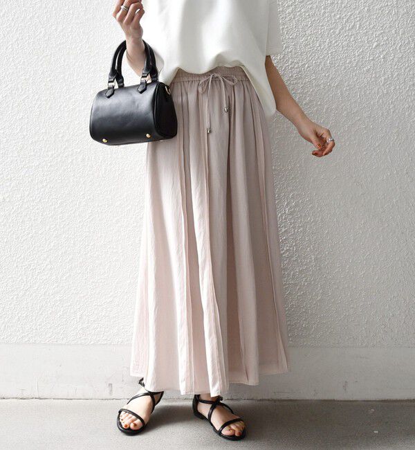 SHIPS any「SHIPS any:〈洗濯機可能〉ツイル アウト シーム イージー ギャザー スカート」|スカート|ピンク