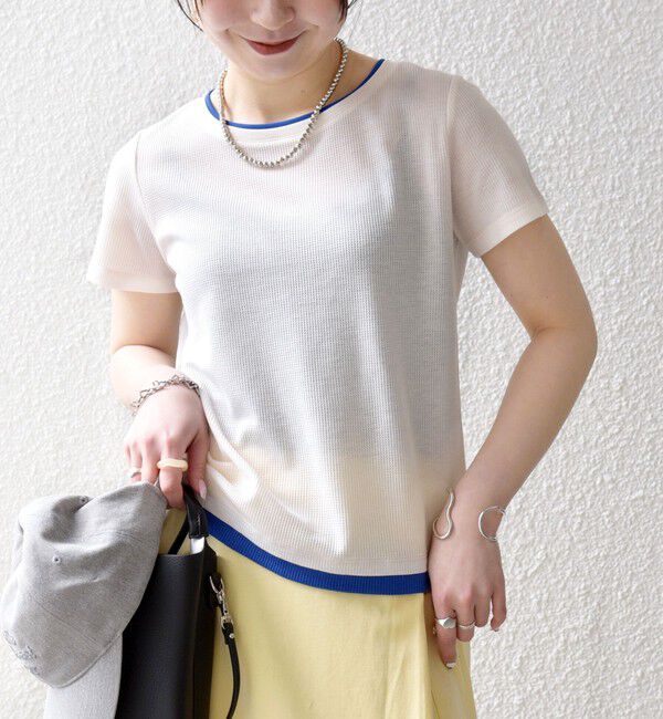 SHIPS any「SHIPS any:〈手洗い可能〉レイヤード シアー ワッフル TEE」|Tシャツ・カットソー|オフホワイト