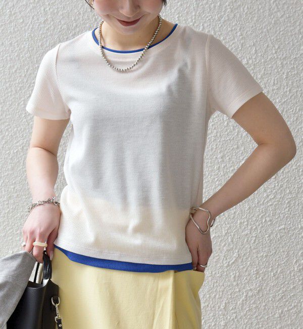 SHIPS any「SHIPS any:〈手洗い可能〉レイヤード シアー ワッフル TEE」|Tシャツ・カットソー|