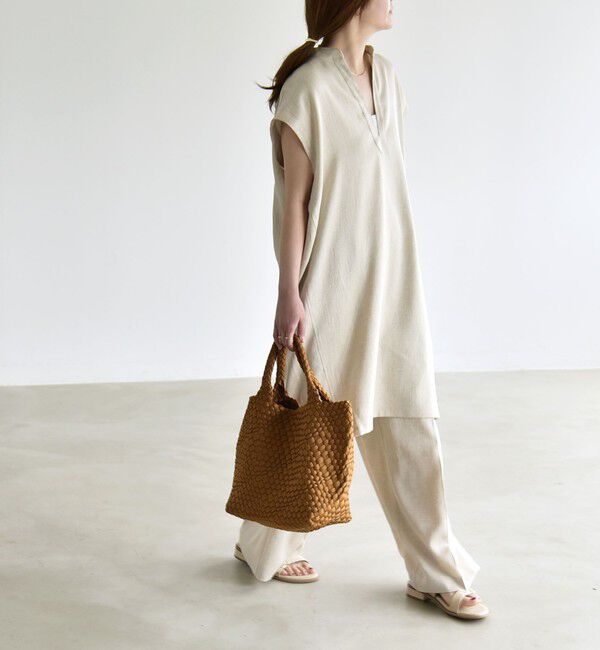 quaranciel「《予約》quaranciel:〈洗濯機可能〉スキッパー ワンピース＆イージー ワイドパンツ セットアップ」|ワンピース|