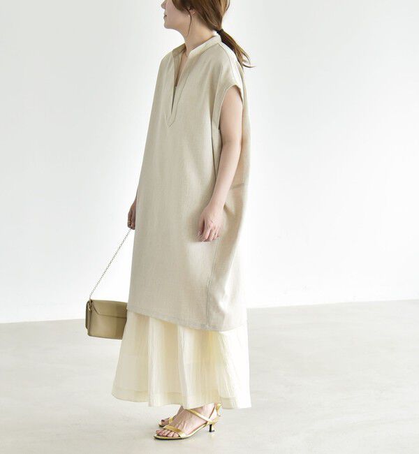 quaranciel「《予約》quaranciel:〈洗濯機可能〉スキッパー ワンピース＆イージー ワイドパンツ セットアップ」|ワンピース|