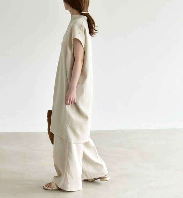 quaranciel「《予約》quaranciel:〈洗濯機可能〉スキッパー ワンピース＆イージー ワイドパンツ セットアップ」|ワンピース|