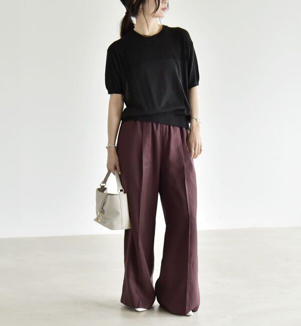 quaranciel「《予約》quaranciel:〈洗濯機可能〉スキッパー ワンピース＆イージー ワイドパンツ セットアップ」|ワンピース|