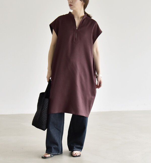 quaranciel「《予約》quaranciel:〈洗濯機可能〉スキッパー ワンピース＆イージー ワイドパンツ セットアップ」|ワンピース|