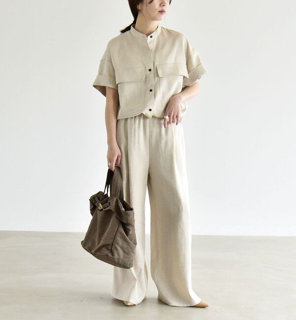 quaranciel「《予約》quaranciel:〈洗濯機可能〉ポケットドロスト シャツ＆イージー ワイドパンツ セットアップ」|ワンピース|