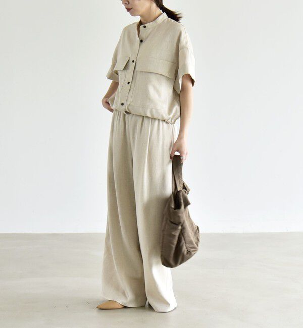 quaranciel「《予約》quaranciel:〈洗濯機可能〉ポケットドロスト シャツ＆イージー ワイドパンツ セットアップ」|ワンピース|