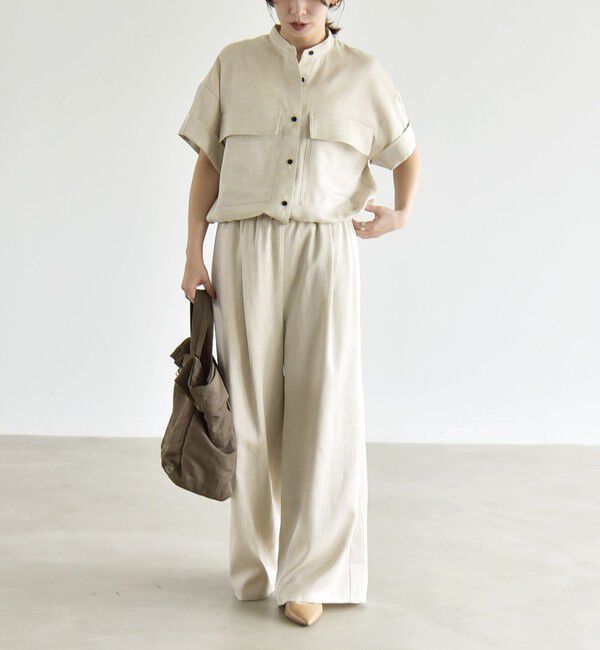quaranciel「《予約》quaranciel:〈洗濯機可能〉ポケットドロスト シャツ＆イージー ワイドパンツ セットアップ」|ワンピース|