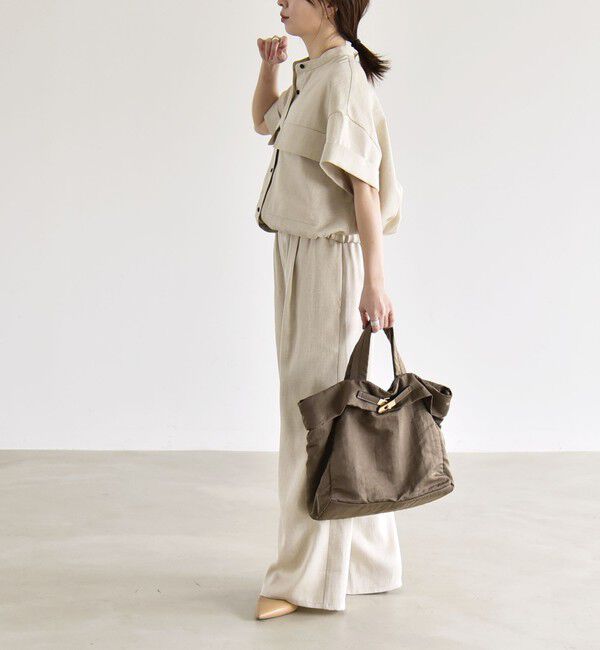 quaranciel「《予約》quaranciel:〈洗濯機可能〉ポケットドロスト シャツ＆イージー ワイドパンツ セットアップ」|ワンピース|