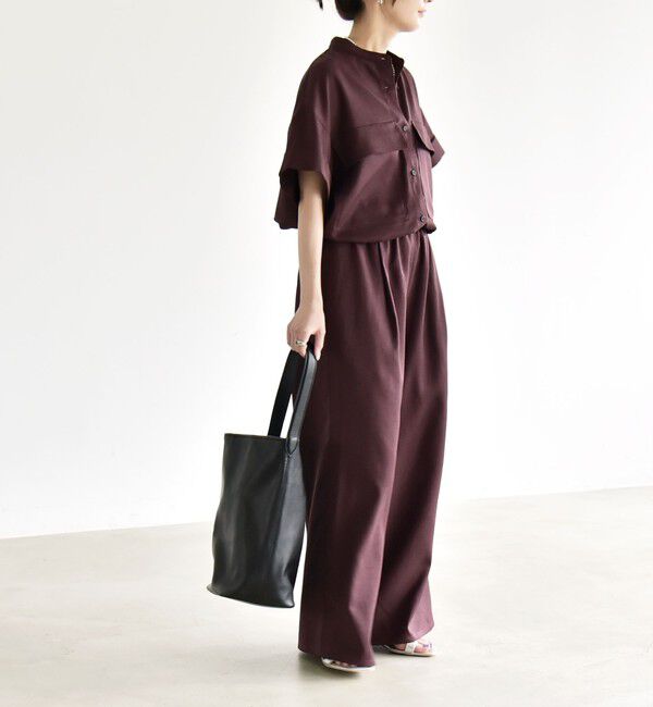 quaranciel「《予約》quaranciel:〈洗濯機可能〉ポケットドロスト シャツ＆イージー ワイドパンツ セットアップ」|ワンピース|